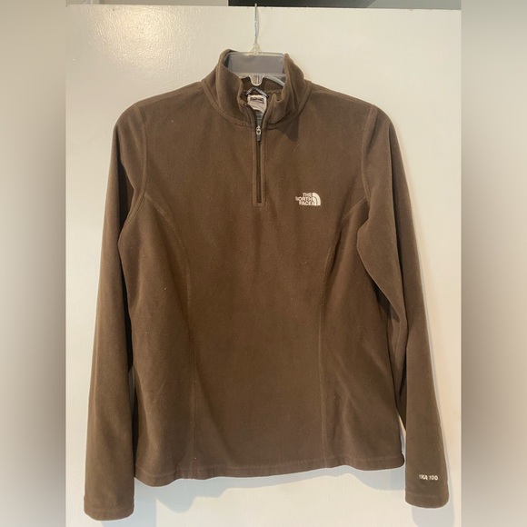 The North Face TKA 100 Brown Fleece Quarter Zip Pullover Sweater medium - Picture 1 of 1